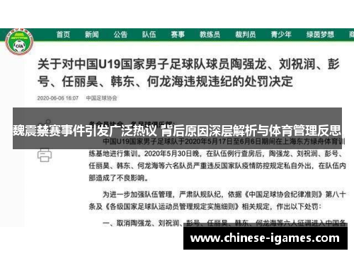 魏震禁赛事件引发广泛热议 背后原因深层解析与体育管理反思